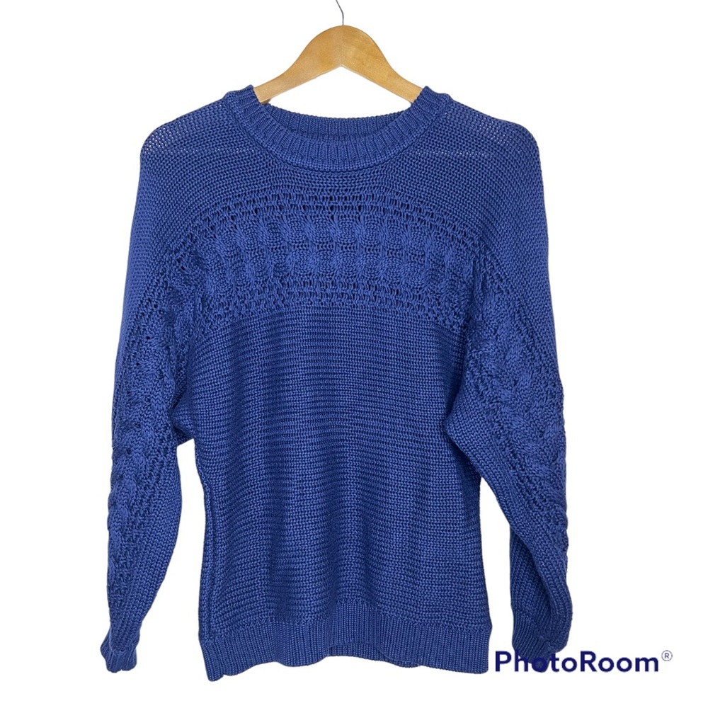 Stitches & Stripes Royal Blue Cable Knit Crewneck Sweater Small